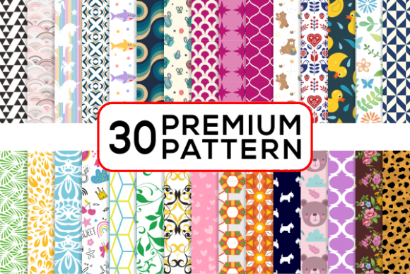 30 Pack Premium Digital Paper Patterns for Creatives