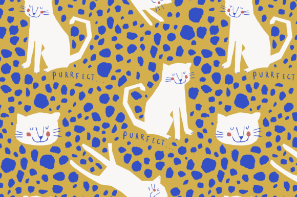 Cartoon Cat Seamless Vector Patterns SVG