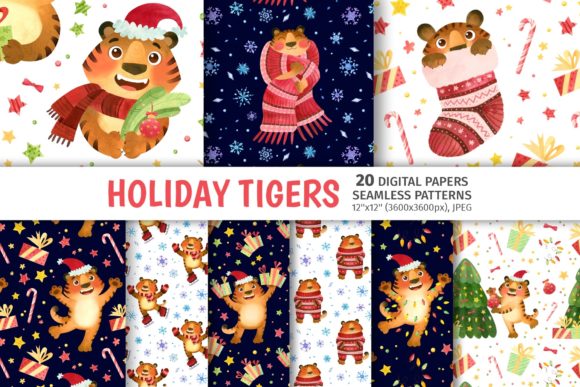 Creative Potential of Christmas Tigers Seamless Patterns for Holiday Design Projects