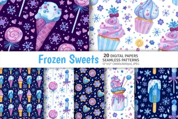 Frozen Sweets Seamless Patterns for Food Design