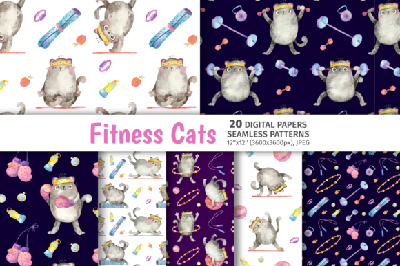 Funny Cats Meet Gym Life: Fitness Yoga Patterns