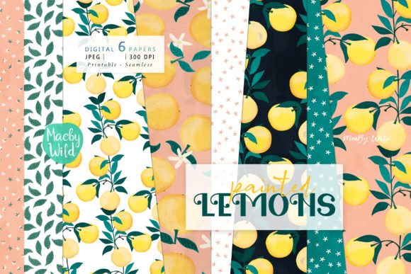 Lemon Painted Seamless Patterns: Bright, Bold Backgrounds for Any Project