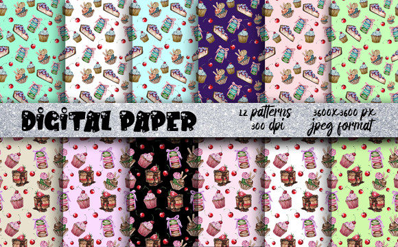 Patterns Cake Sweets Digital Paper: Your Secret Ingredient for Creative Projects
