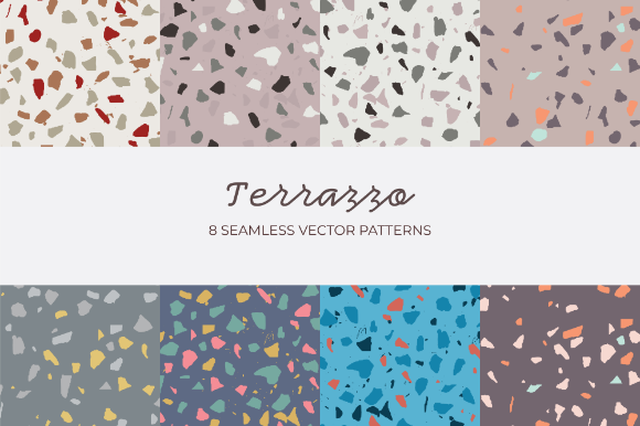 Terrazzo Vector Seamless Patterns Set