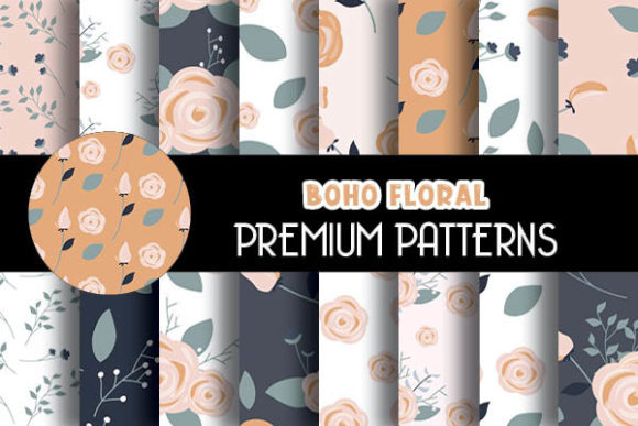 The Artful Charm of Boho Roses Floral Patterns Digital Paper